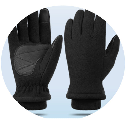 S Black Winter Fleece Touchscreen Warm & Water Repellent For Cycling Outdoor Sports Gloves