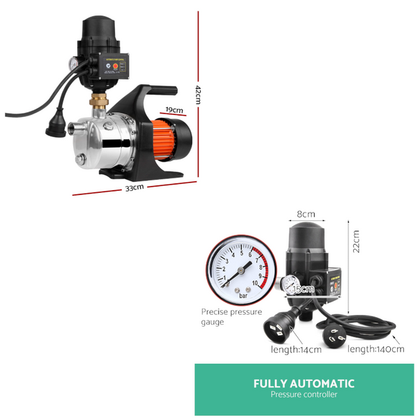Giantz 1500W High Pressure Garden Water Pump With Auto Controller