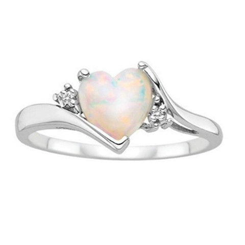 Rings Gift Simulated Opal Heart