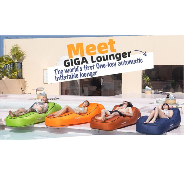 Giga Lounger Lazy Camping Air Bag Sofa Bed For Beach Sleeping Navy Blue