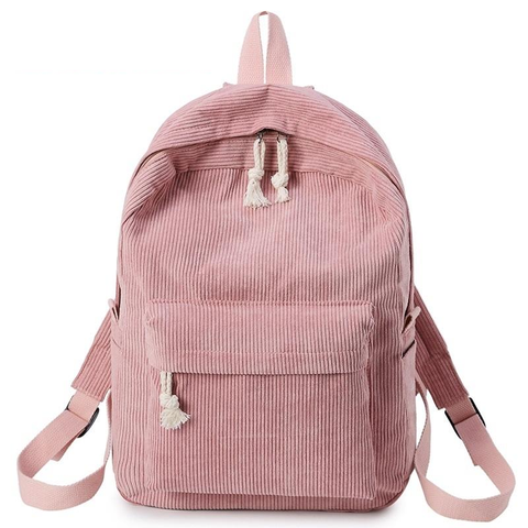 Corduroy School Backpack For Girls And Women Pink Women Backpacks