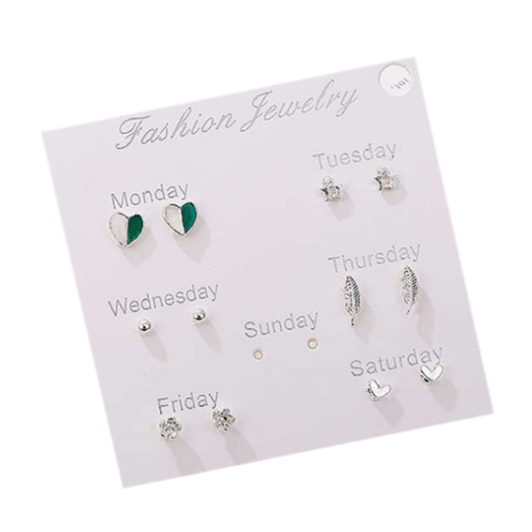 Veile Studios Girls' Simple And Lovely Suit Personality Student 5 Earrings