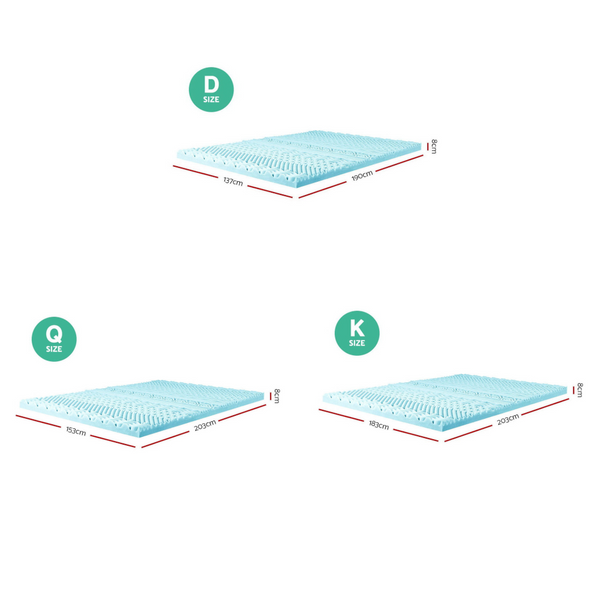 Giselle Bedding Memory Foam Mattress Topper 11 Zone 8Cm Double Mattress Toppers & Protectors