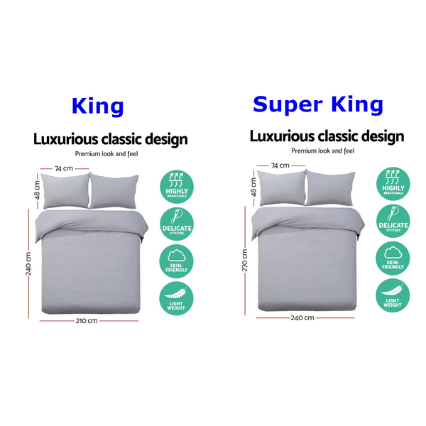 Giselle Bedding Quilt Cover Set Classic Grey King Quilt Covers