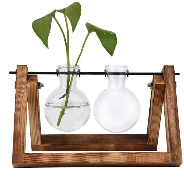 Glass Wood Hydroponics Vase Planter Desktop Terrarium Baskets Pots Window Boxes
