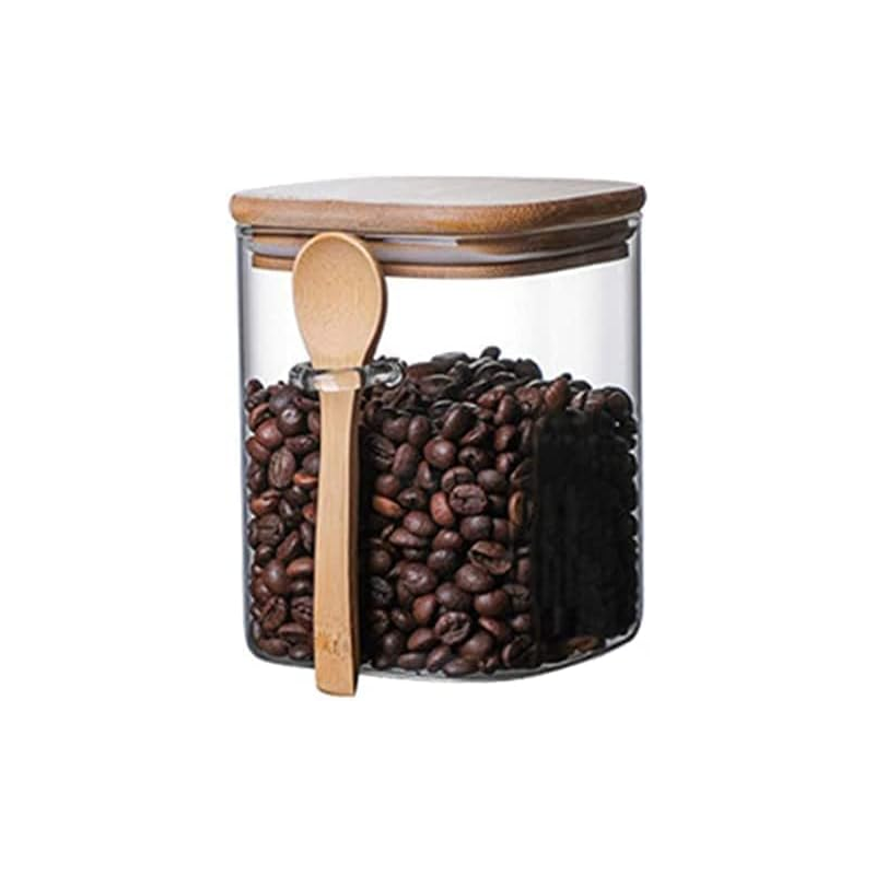 Glass Canisters With Bamboo Lid And Spoon