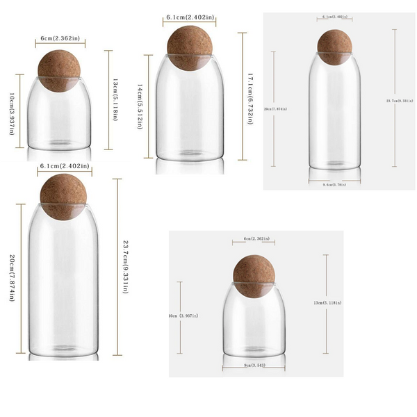 Glass Storage Containers With Round Cork Lid Natural Rustic Decor Canisters & Jars