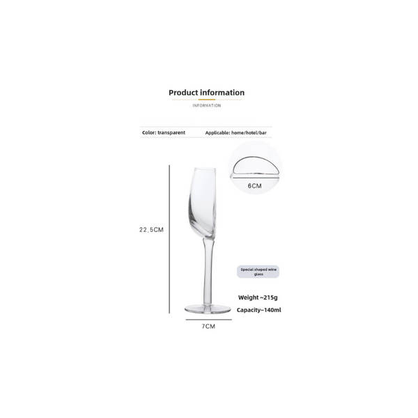 Elosung 1Pc Unique Half Round Crystal Wine Glass Elegant Champagne Flute For Red White Cups Mugs & Glasses