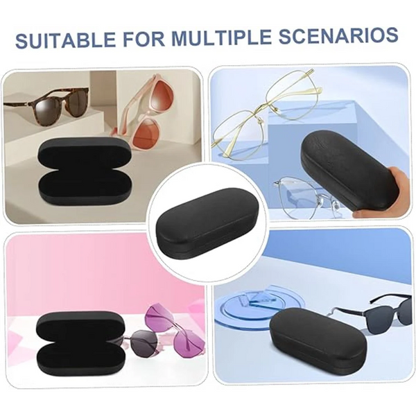 Glasses Case Hard Sunglasses Protective Box Portable Convenient Storage Gift For Men And Women 17*7*5.3Cm Black Pu Leather Metal Frame Eyeglass Cases