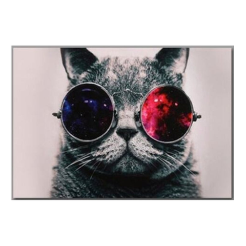 Glasses Cat Decor Picture Artwork Wall Painting Print Colorful
