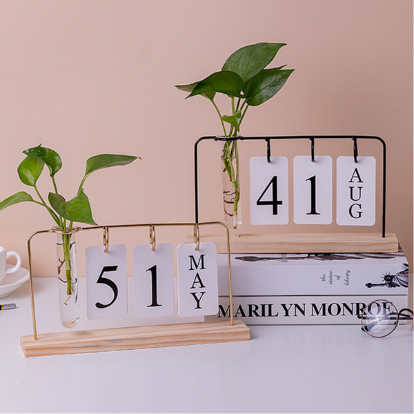 Glass Vase Flipping Calendar Home Office Desktop Organizer Calendars (Current)