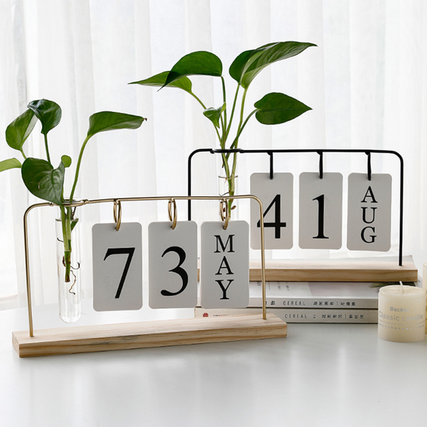 Glass Vase Flipping Calendar Home Office Desktop Organizer Calendars (Current)