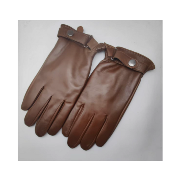 S Brown Premium Men's Genuine Sheepskin Leather Driving & Cycling Gloves