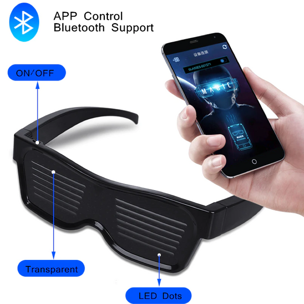 Rechargeable Bluetooth Dynamic App Glowing Glasses Usb Suitable For Christmas Bar Party Purple