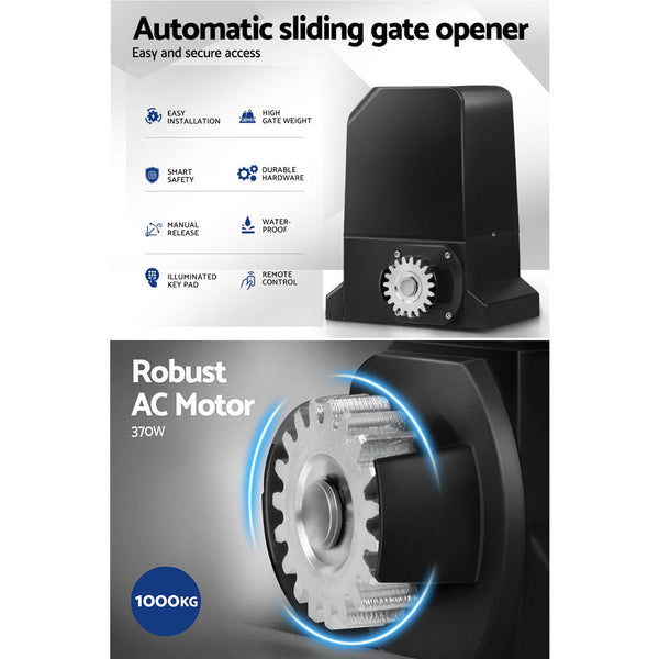 Lockmaster Auto Electric Sliding Gate Opener 1000Kg Keypad 4M Rails