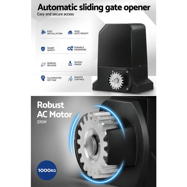 Lockmaster Auto Electric Sliding Gate Opener 1000Kg Keypad 6M Rails