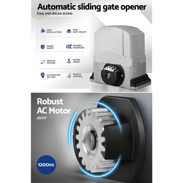 Lockmaster Auto Electric Sliding Gate Opener 1200Kg 6M Rails