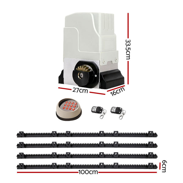 Lockmaster Electric Sliding Gate Opener 1800Kg With Keypad Remote 4M Rail Gate Openers