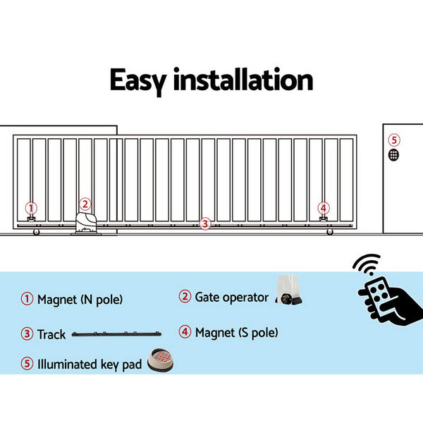 Lockmaster Electric Sliding Gate Opener 1800Kg With Keypad Remote 4M Rail Gate Openers