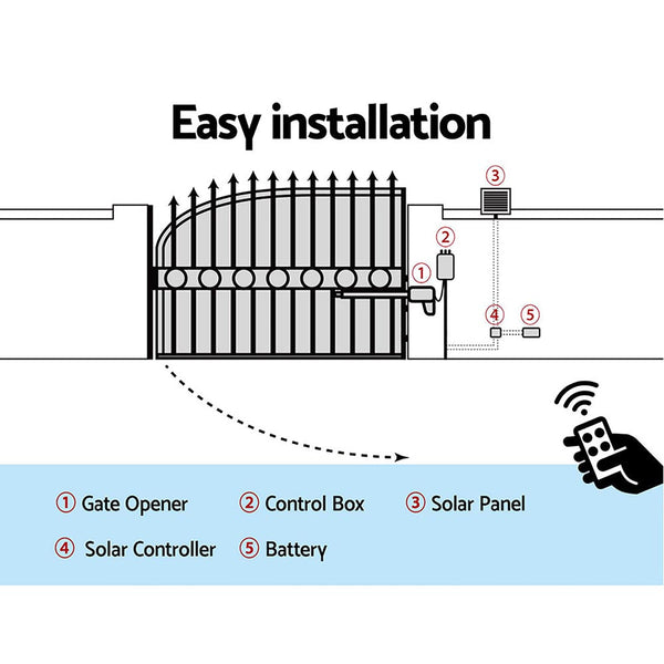 Lockmaster 600Kg Swing Gate Opener Automatic Electric Solar Power Remote Control Gate Openers
