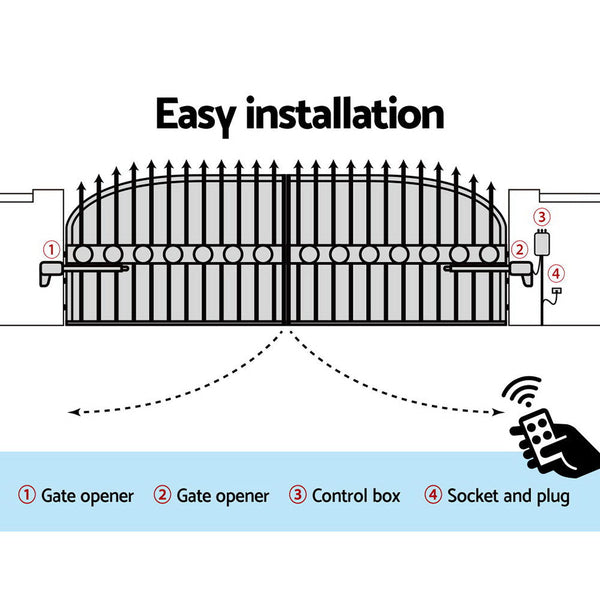Lockmaster Swing Gate Opener Double Automatic Electric Kit Remote Control 1000Kg Gate Openers