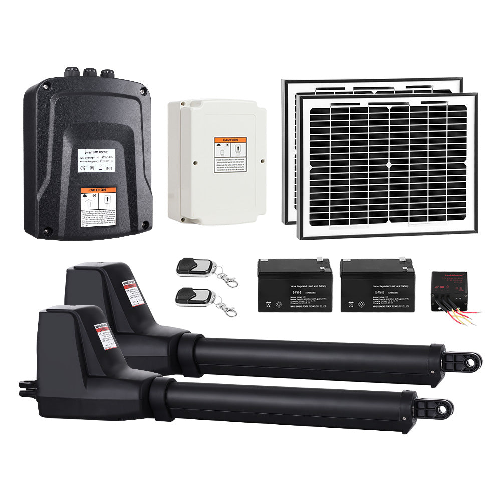 Lockmaster Swing Gate Opener Auto 20W Solar Power Electric Remote Control 800Kg Gate Openers