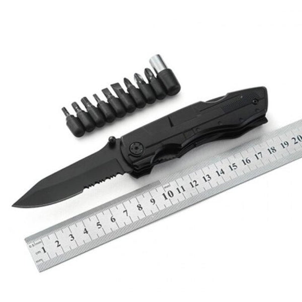 Convenient Multifunctional Folding Knife Screwdriver Black