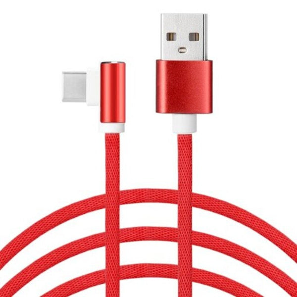 90 Degree Elbow Design Fast Charging Data Cable Line 2Pcs Red Micro Usb