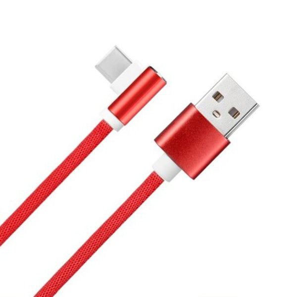 90 Degree Elbow Design Fast Charging Data Cable Line 2Pcs Red Micro Usb