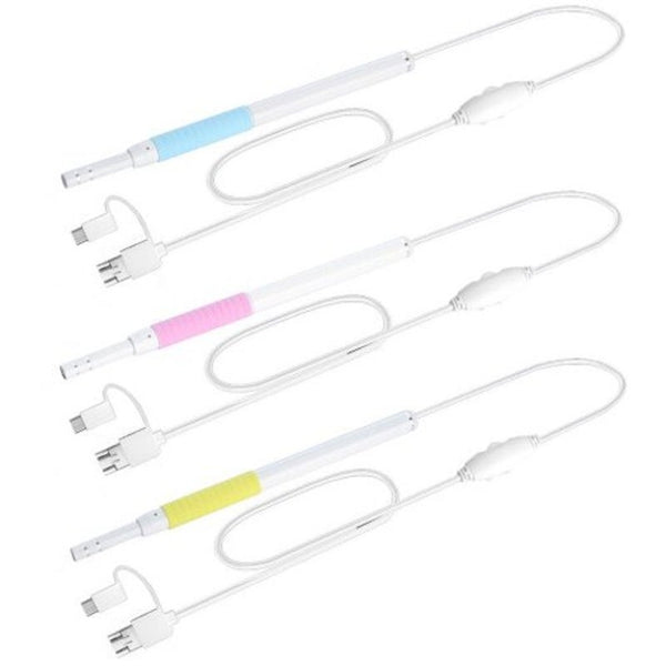 An102 Ear Cleansing Endoscope 3 In Visual Earpick Borescope Inspection Wax Remover Tool Light Sky Blue Ear Wax Removers