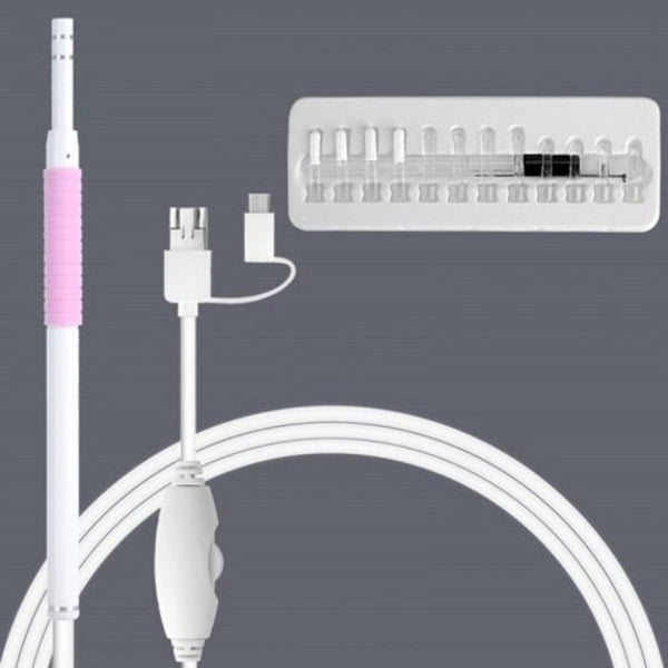 An102 Ear Cleansing Endoscope 3 In Visual Earpick Borescope Inspection Wax Remover Tool Light Sky Blue Ear Wax Removers