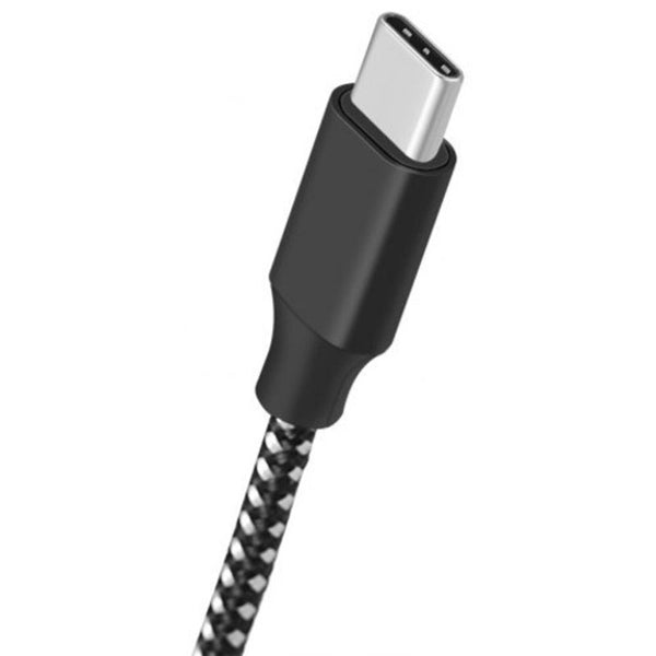 Anti Winding Nylon Type C Data Cable Black 2M