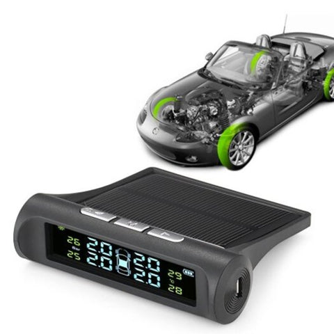 Car Tire Tyre Wheel Pressure Gauge Wireless Solar External Tester Black Tyre Accessories