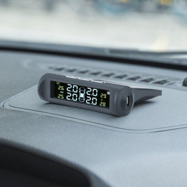 Car Tire Tyre Wheel Pressure Gauge Wireless Solar External Tester Black Tyre Accessories