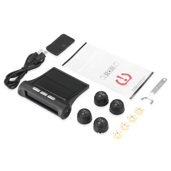 Car Tire Tyre Wheel Pressure Gauge Wireless Solar External Tester Black Tyre Accessories