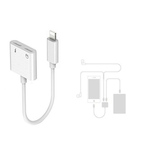 Dual Headphone Jack Audio Adapter With Charge Splitter White Cables & Adapters