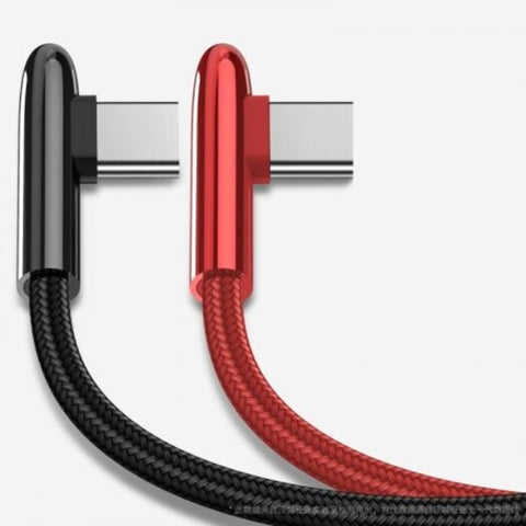 Elbow Type C 3A Fast Charging Data Cable Red 1.2M 1Pc