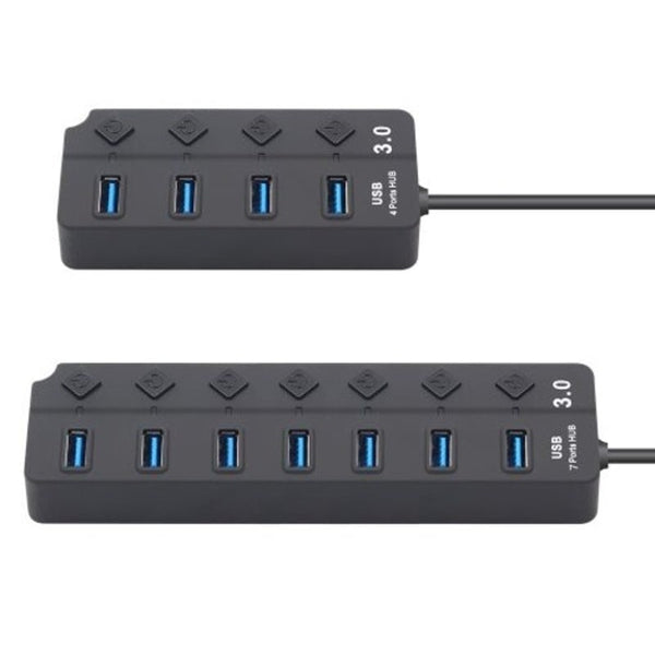 Multiport Usb 3.0 Hub With Independent Switch Black 7 Ports Usb Cables Hubs & Adapters