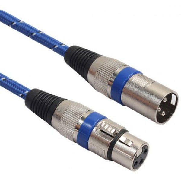 Xlr Male To Female Switched Microphone Cable Ocean Blue 3 Feet