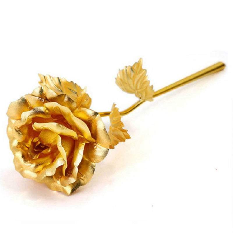 Artificial Plants Flowers Gold Plated Rose Romantic Foil With Gift Box Floral Décor