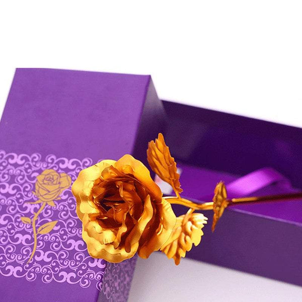 Artificial Plants Flowers Gold Plated Rose Romantic Foil With Gift Box Floral Décor