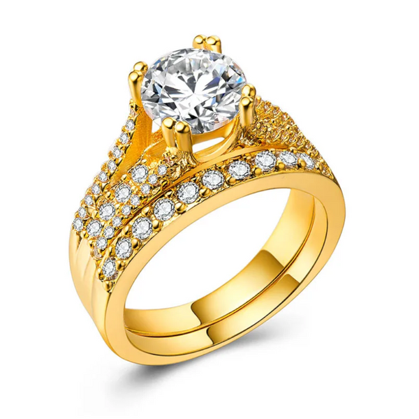 Veile Studios Gold Plated Silver Plated Couple Ring Wedding Engagement Jewelry Rings