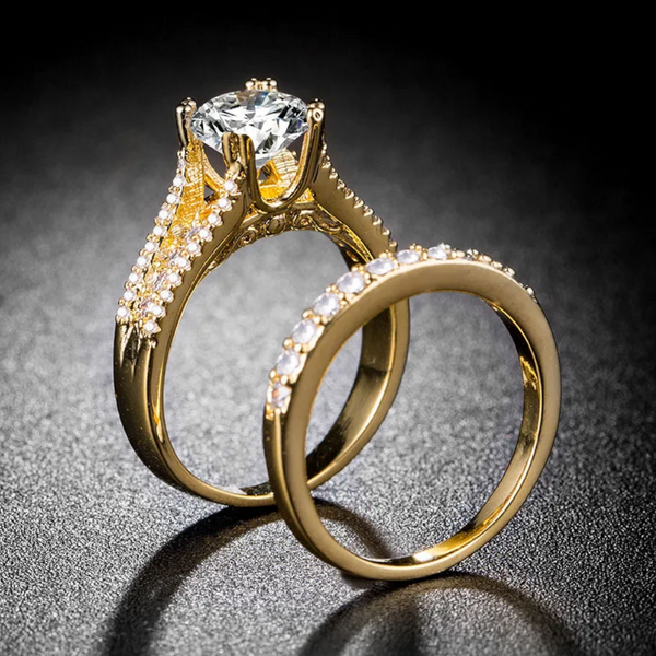 Veile Studios Gold Plated Silver Plated Couple Ring Wedding Engagement Jewelry Rings