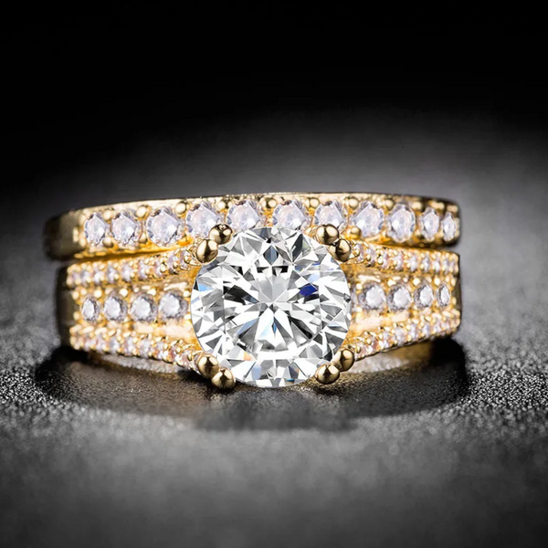 Veile Studios Gold Plated Silver Plated Couple Ring Wedding Engagement Jewelry Rings