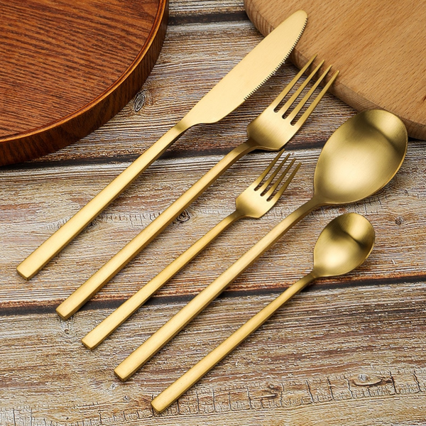 Gold Cutlery Sets Stainless Steel Tableware Knife Fork Spoon Flatware