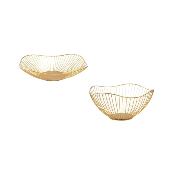 Gold Metal Fruit Basket Decor Kitchen Storage Racks & Holders