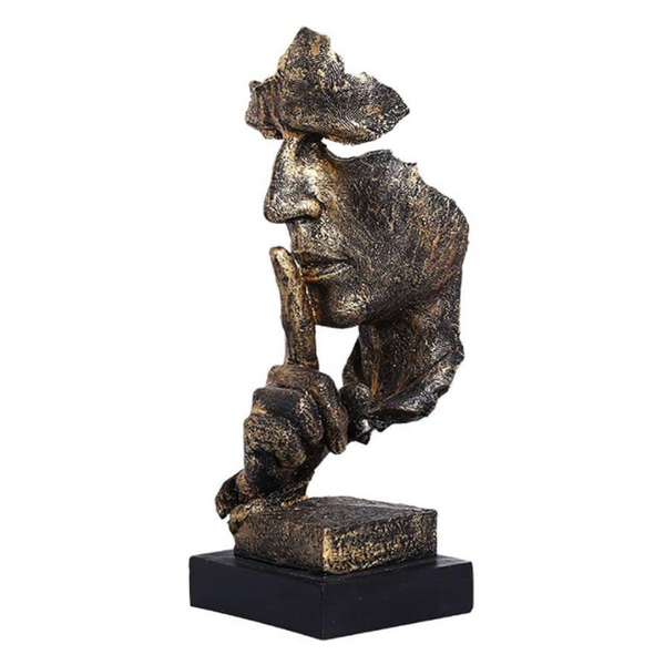 Gold Modern 'Silence Is Golden' Abstract Sculpture Nordic Resin Art Statue For Office & Living Room Decor Ornaments & Statues