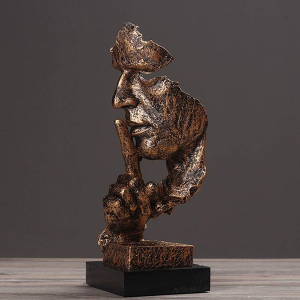 Gold Modern 'Silence Is Golden' Abstract Sculpture Nordic Resin Art Statue For Office & Living Room Decor Ornaments & Statues