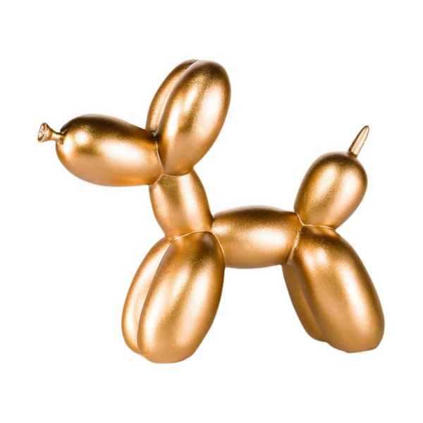 Gold Modern Resin Balloon Dog Sculpture Playful Art Figurine With Golden Snout Accent Sculptures & Figurines