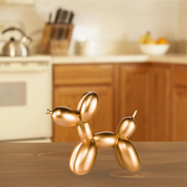 Gold Modern Resin Balloon Dog Sculpture Playful Art Figurine With Golden Snout Accent Sculptures & Figurines